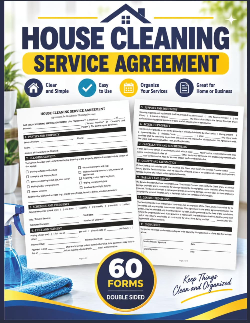 capítulo por capítulo baixar House Cleaning Service Agreement: Residential Housekeeper Janitorial Contract Form Doc