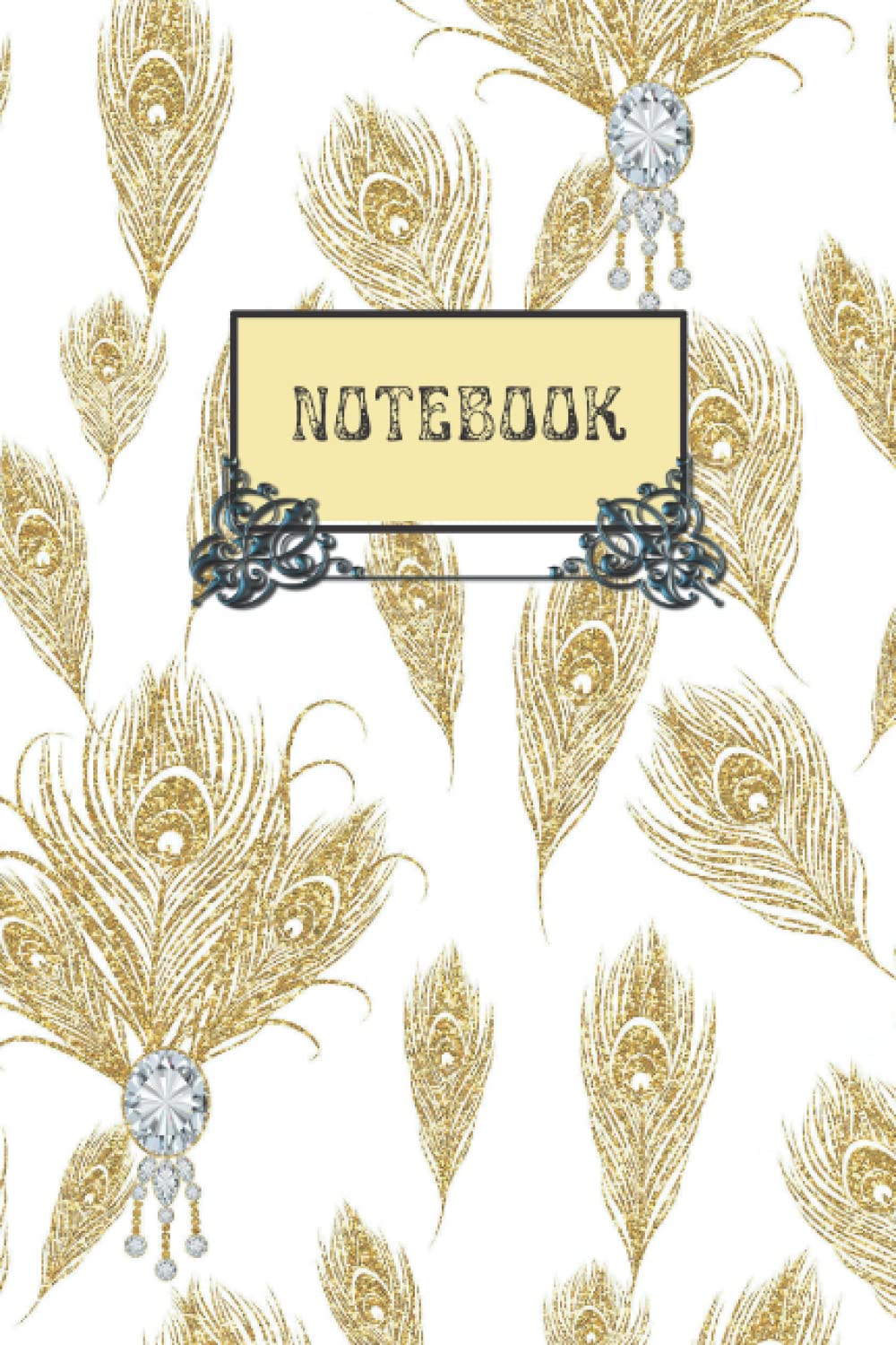 Notebook.: Retro Styled Colorful Blank Lined Notebook French Touch Golden Peacock Feather. baixar o livro de graça