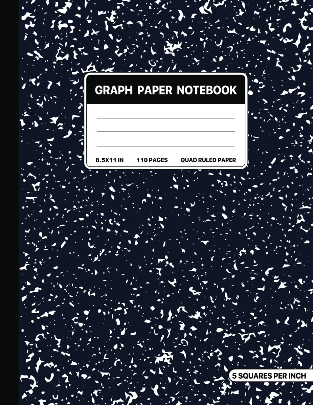 Graph Paper Composition Notebook: Quad Ruled 5x5 Navy Blue Marble Pattern. For Students. College, School, Office & Work