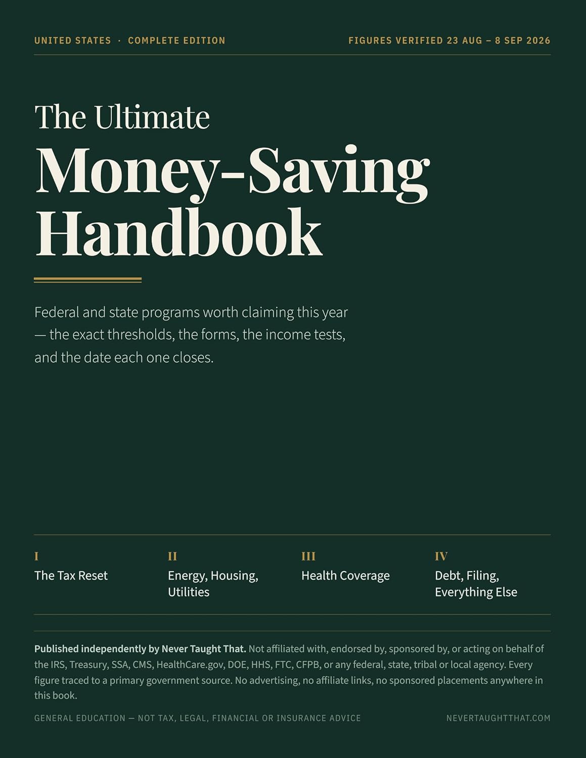 capítulo por capítulo baixar The Ultimate 2026 Money-Saving Handbook: Every federal savings figure for 2026, traced to the source, with the income tests, the phase-outs and the forms that claim them (English Edition)