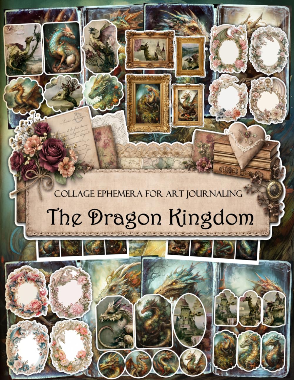 The Dragon Kingdom Ephemera Book: Junk Journal Papers, ATC Cards, Tags, Frames, Labels & Cut-Out Elements for Scrapbooking, Collage Art and Paper Crafts baixar o livro de graça