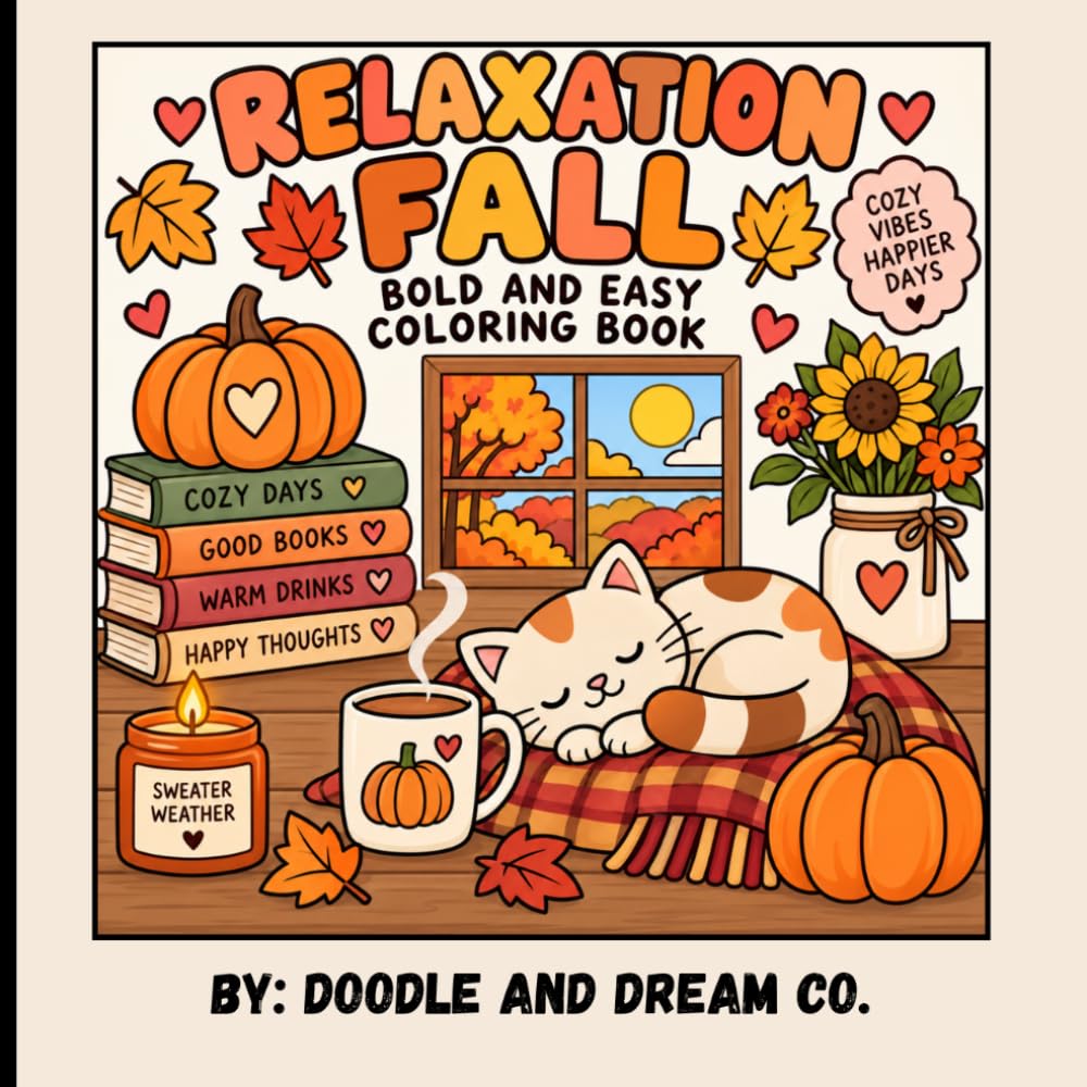 capítulo por capítulo baixar Relaxation Fall Coloring Book: Bold and Easy Cozy Autumn Coloring Pages for Kids, Teens, and Adults with Pumpkins, Leaves, Scarecrows, Cute Animals, Harvest Scenes, and More!