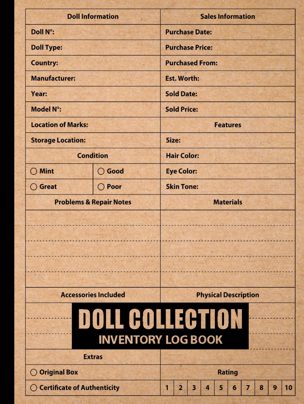 ler totalmente Doll Collection Inventory Log Book: Inventory Book Ideal for Doll Collectors.