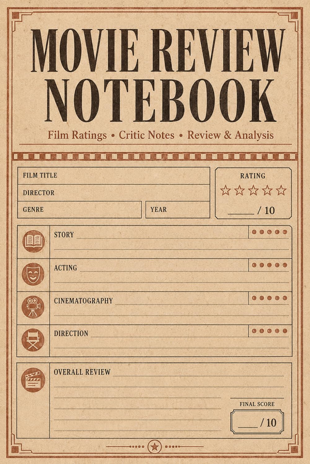ler totalmente Movie Review Notebook: Film-Watching Notes for Ratings, Story Ideas, Character Impressions, Memorable Quotes, Favorite Scenes, and Personal Reflections