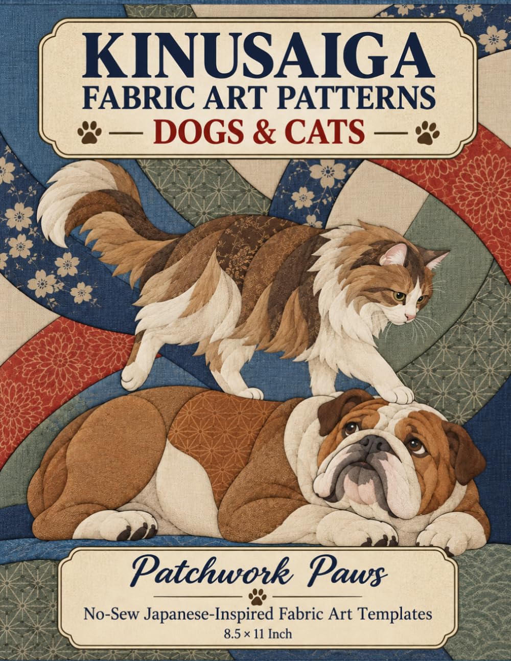 KINUSAIGA FABRIC ART PATTERNS DOGS & CATS: Patchwork Paws No-Sew Japanese-Inspired Fabric Art Templates 8.5 × 11 Inch (KINUSAIGA FABRIC ART PATTERNS (NO SEW NEEDED)) baixar o livro de graça