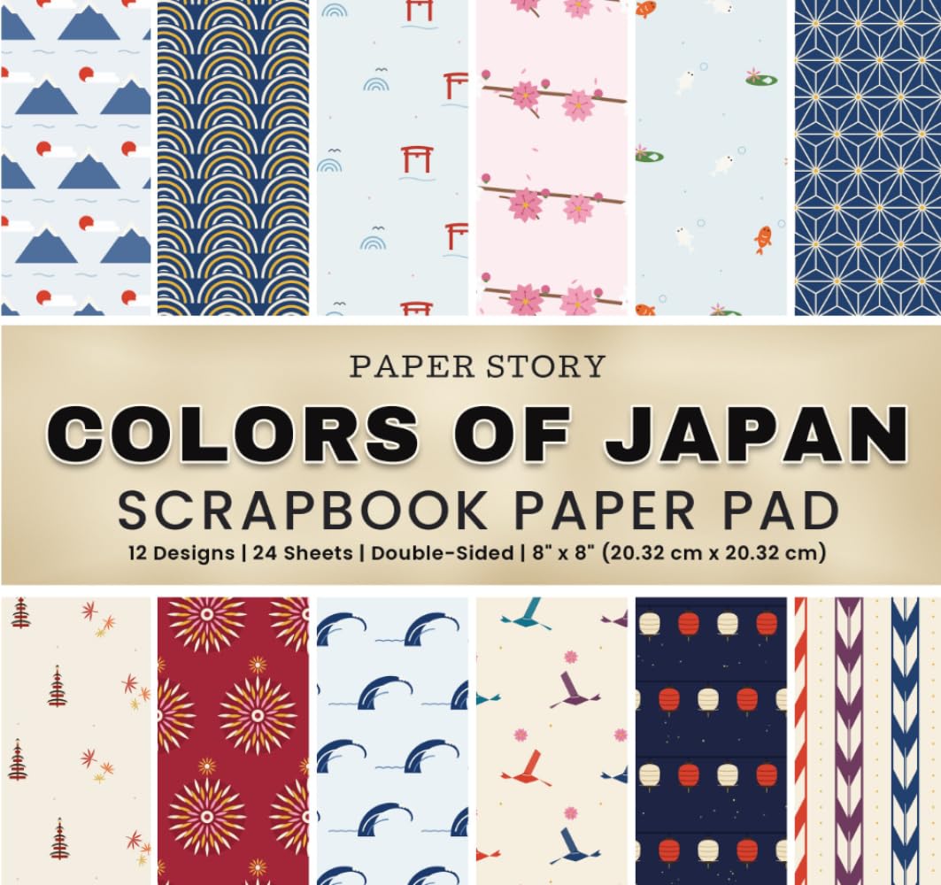 Colors of Japan: 8"x8" Double-Sided Scrapbook Paper Pad with Patterns featuring Traditional Japanese Designs for Scrapbooking, Origami, Junk Journals, and Crafts baixar livro de graça