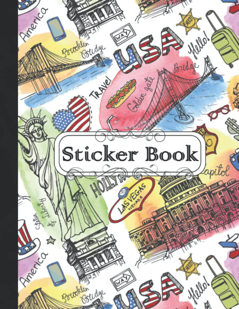 ler totalmente Sticker Book: Blank Sticker Album, New York City Sticker Collecting Book for Kids, Cute Blank Notebook for Sticker Collection, 8.5x11