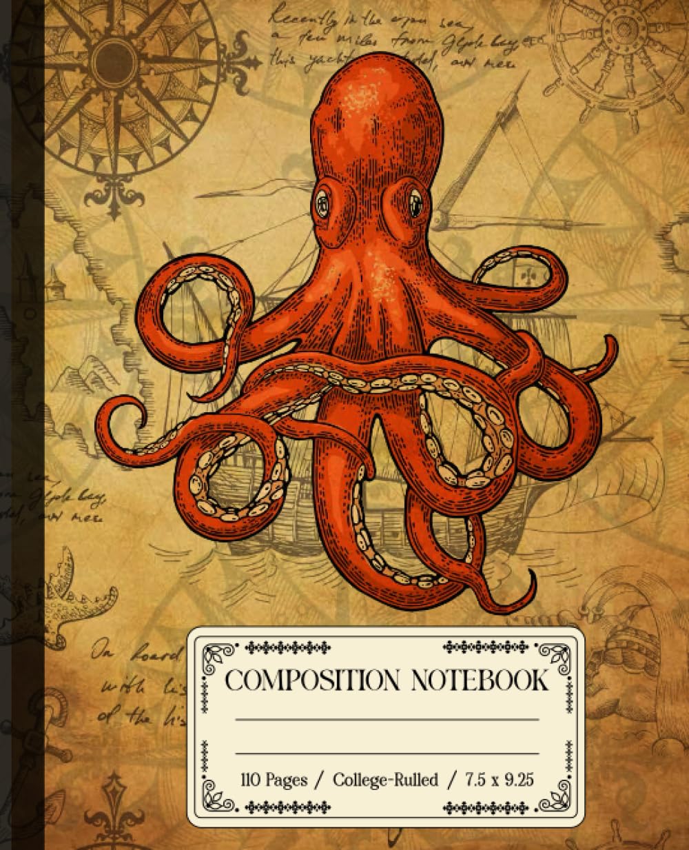 Composition Notebook College Ruled: Vintage Octopus Design | Captivating Marine Life Drawing | Stylish Ocean Themed Journal for School or Office baixar o livro de graça