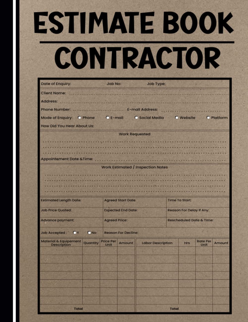 Estimate Book Contractor: Job Estimate Quote Record Book With Client Contact Log, job quotes, estimates, Contractor notebook Organizer, Record Book,... with dot grid diagram, measurement pages(A4) baixar o livro de graça