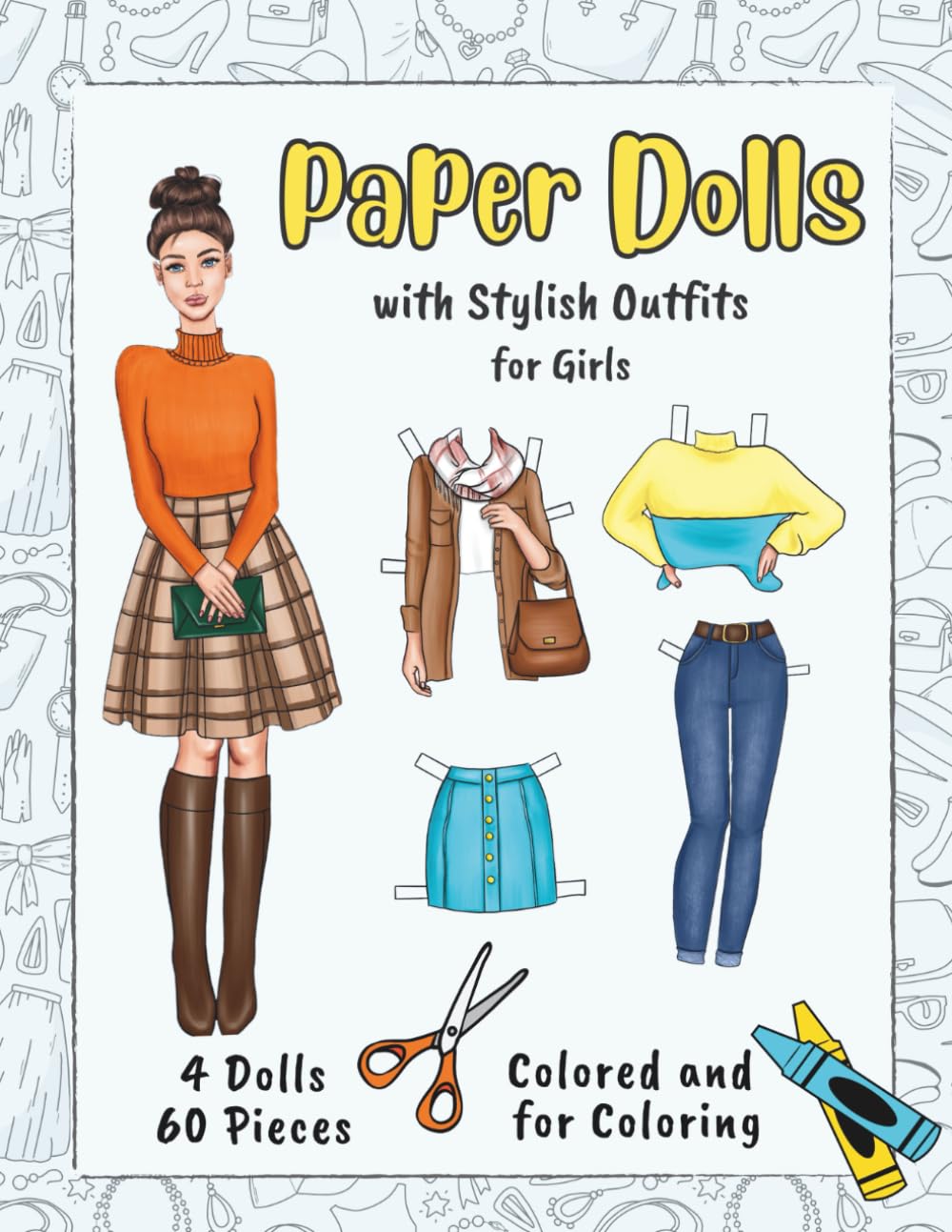 Paper Dolls with Stylish Outfits for Girls - Colored and for Coloring - 4 Dolls and 60 pieces: Fashion Vibes Cut-Out and Coloring Book - Activity Book for Creative Fun baixar livro de graça