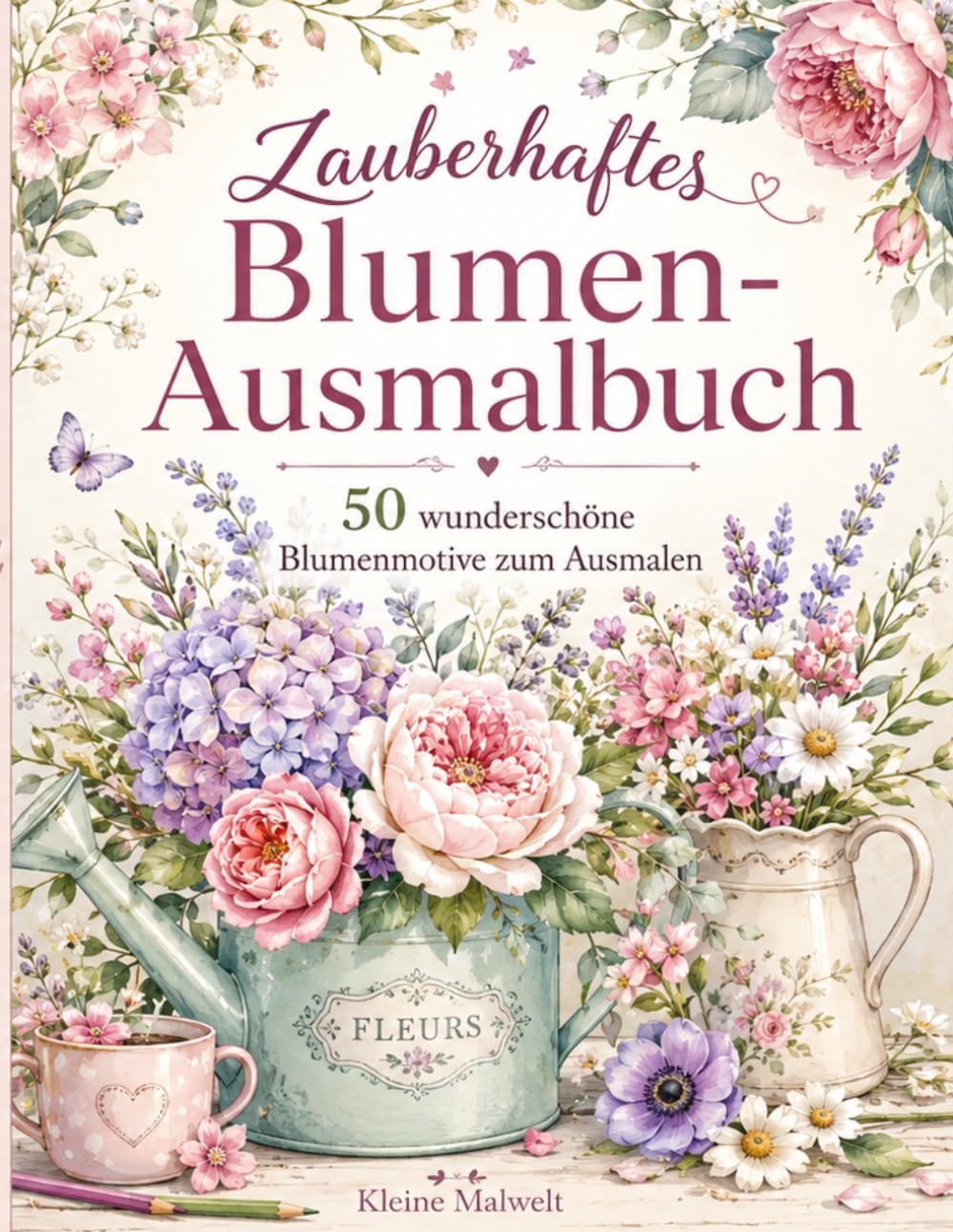 ler totalmente Blumen Ausmalbuch für Erwachsene: 50 entspannende Blumenmotive mit Vasen, Sträußen und floralen Designs zum Ausmalen (German Edition)