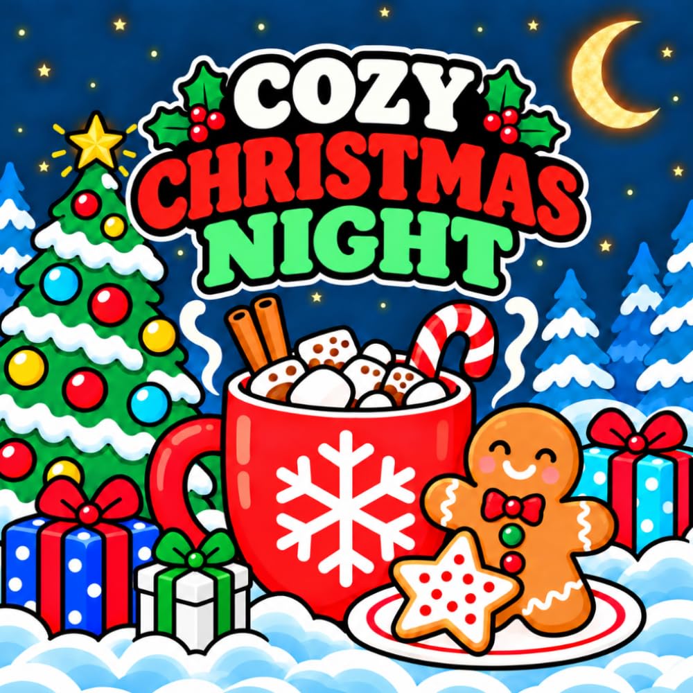 ler totalmente Cozy Christmas Night: Bold & Easy Cozy Christmas Coloring Book for Women, Adults, Teens, and Seniors featuring Large Print Cute Holiday Scenes,... Designs for Stress Relief and Relaxation