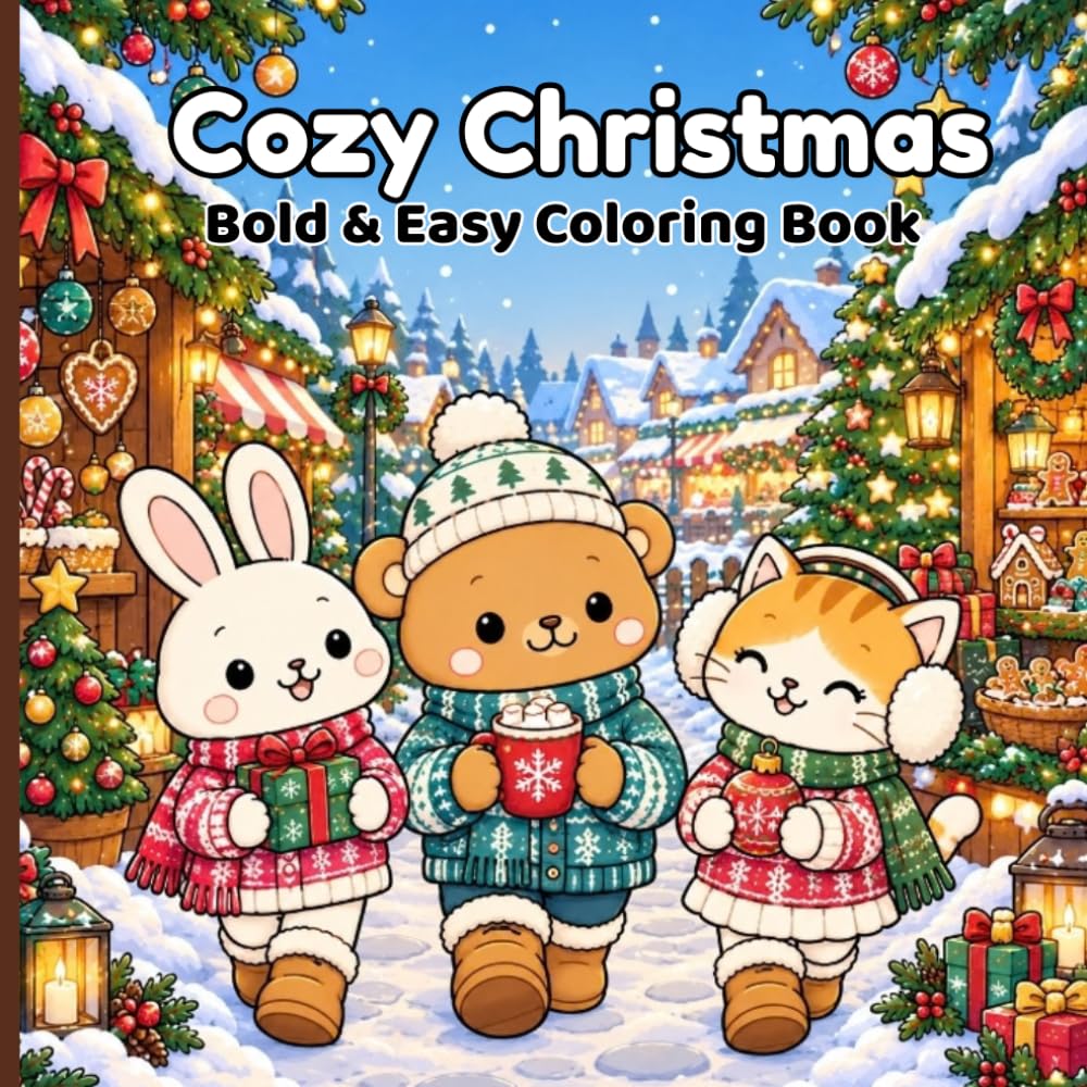ler totalmente Christmas Coloring Book A Cozy Holiday Journey: 45 Bold & Easy Holiday Scenes for Adults, Teens & Seniors