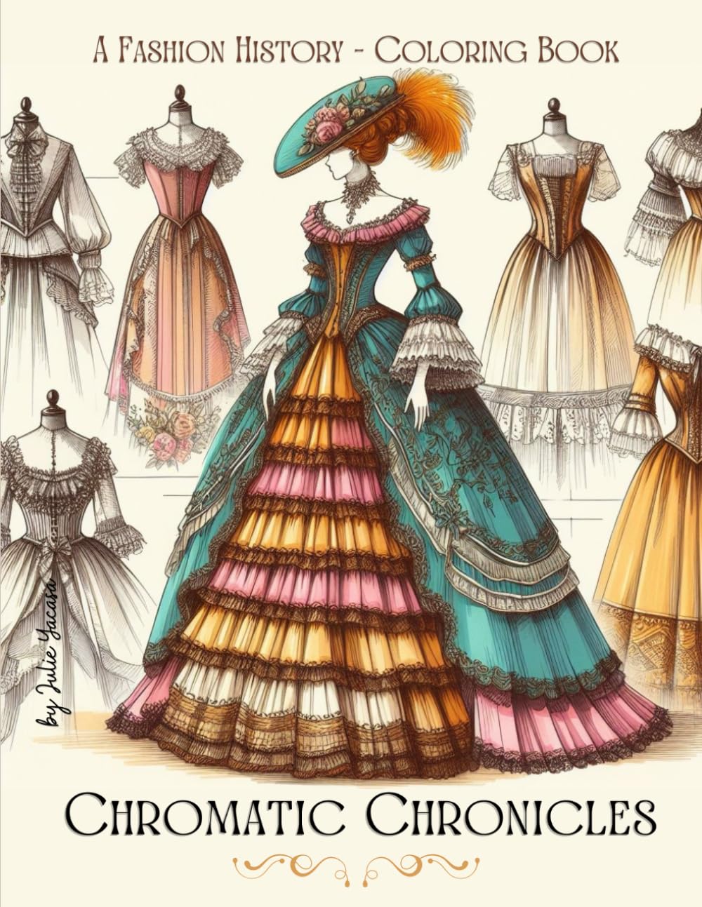 ler totalmente Chromatic Chronicles: A Fashion History: Coloring Book Featuring 100+ Inspiring and Educational Women's Outfits
