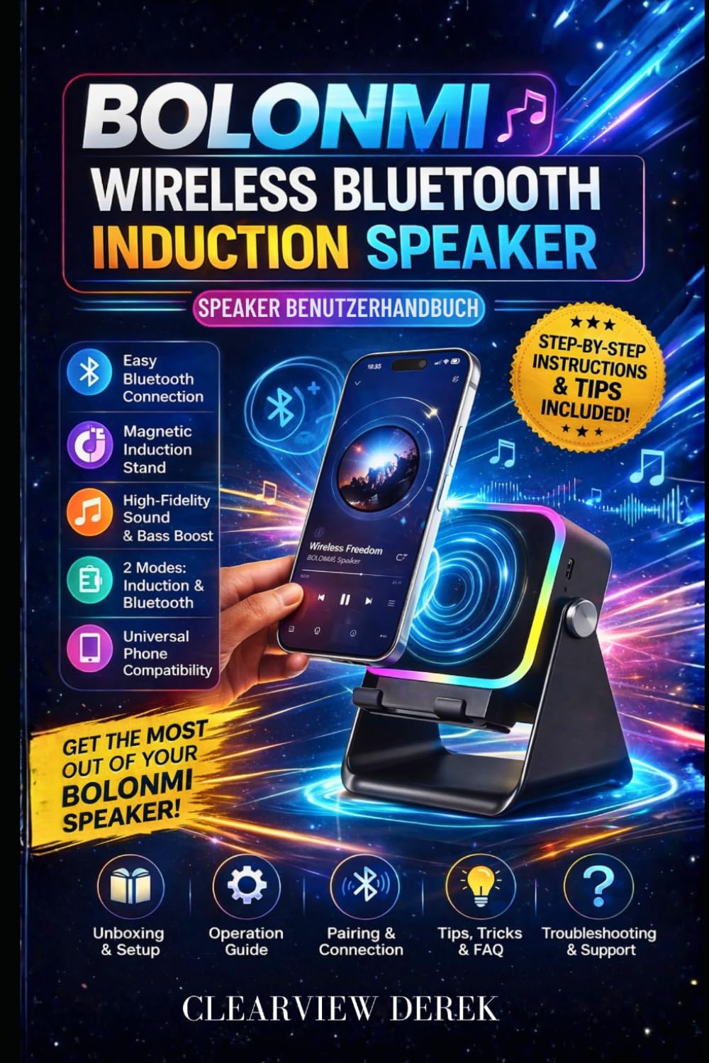ler totalmente Bolonmi Wireless Bluetooth Induction Speaker Benutzerhandbuch: Schrittweise Einrichtung, einfaches Koppeln, Klangoptimierung, Tipps zur Fehlerbehebung und unkomplizierte tägliche Nutzung