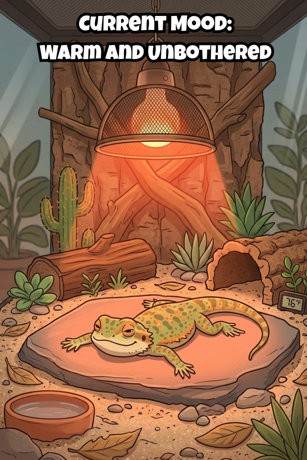 ler totalmente Current Mood: Warm & Unbothered – Funny Lizard Notebook | Bearded Dragon: Cozy Terrarium Heat Lamp Design Lizard Gift for Kids, Teens & Adults (6×9) - with Lined Pages
