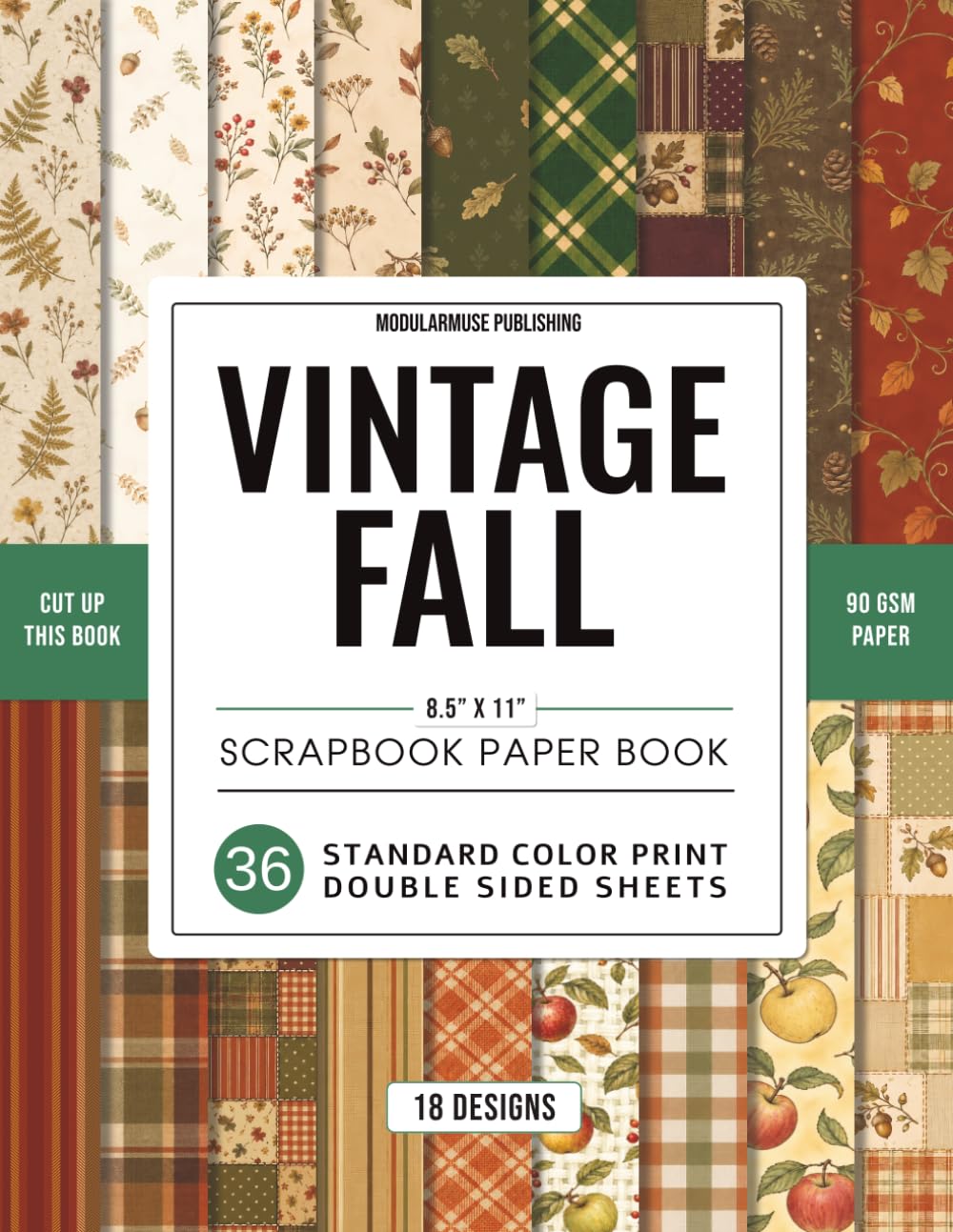 Vintage Fall: Standard Color Scrapbook Paper Book – 36 Double-Sided Sheets, 18 Designs baixar o livro de graça