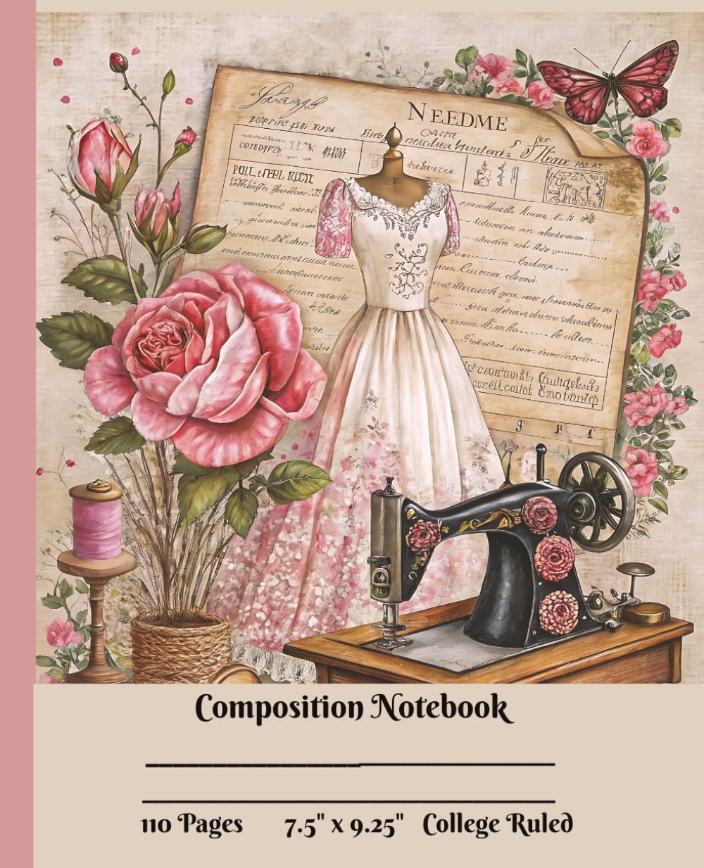 capítulo por capítulo baixar Composition Notebook With Vintage Sewing Room Themed Cover - 110 Pages - College Ruled With Fields: Perfect For Writing, Journaling, Sewing Project Planning, Class Work - Convenient 7.5" x 9.25" Size