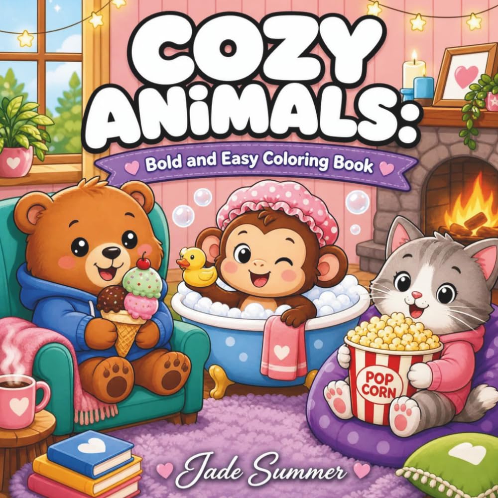 Cozy Animals: Bold and Easy Coloring Book for Adults and Teens with Cute and Simple Characters for Relaxation baixar o livro de graça