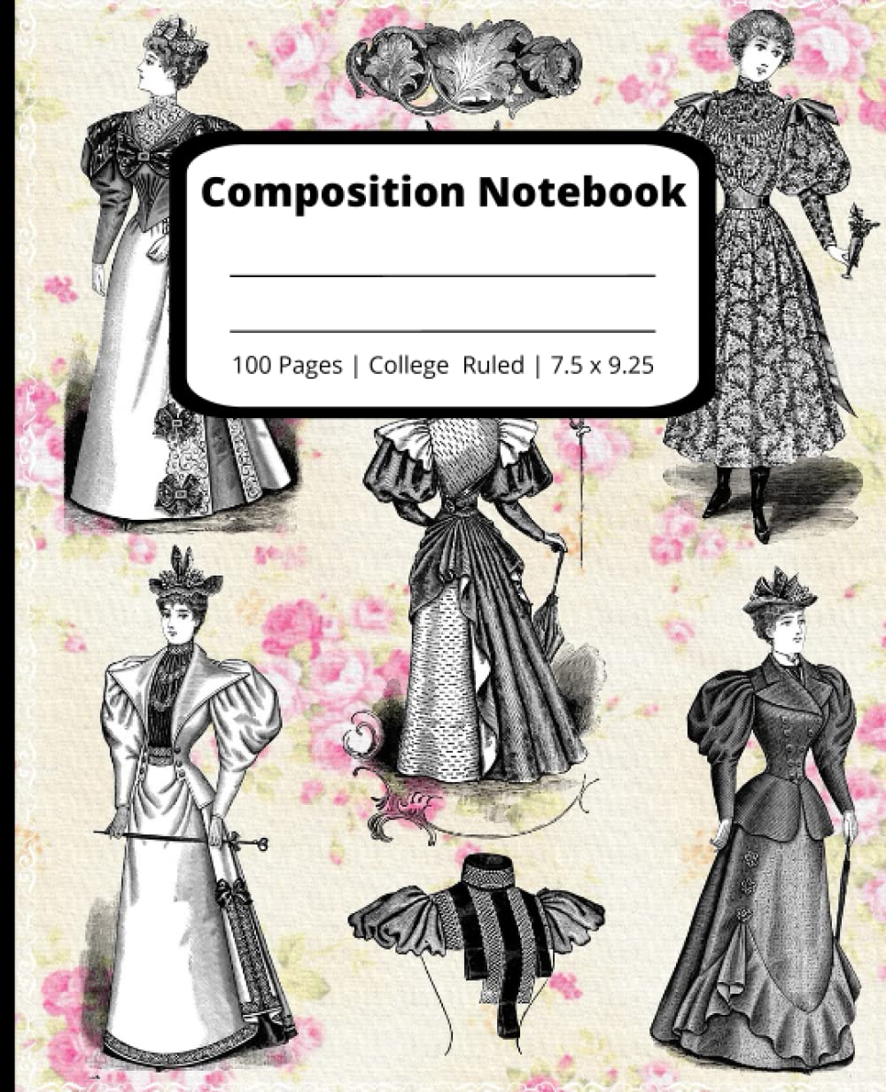 Composition Notebook Vintage Women's Dress | Old-Fashioned Dress | Classic Dress | Vintage Dress