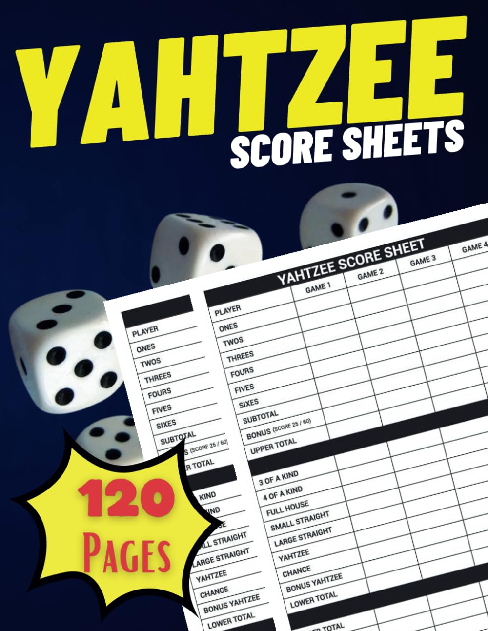Yahtzee Score Sheets: 8.5 X 11 Large Print Yahtzee Score Book, (120 Pages Yahtzee Score Book) baixar livro de graça