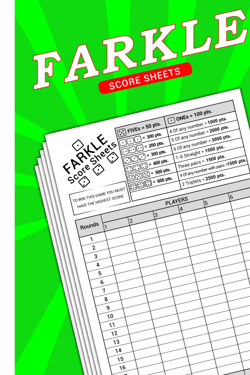 Farkle score sheets: Large print scores pads for farkle dice game - 108 Pages, 6"x9" Inches baixar o livro de graça
