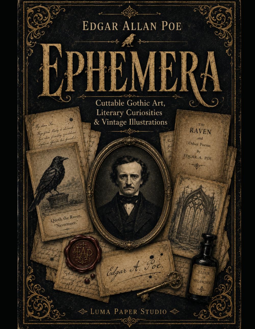 ler totalmente Edgar Allan Poe Ephemera: Cuttable Gothic Art, Literary Curiosities & Vintage Illustrations (Luma Obscura)
