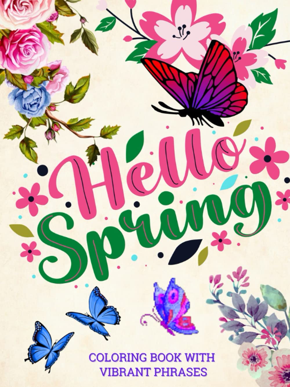 capítulo por capítulo baixar Hello Spring: An Adult Coloring Book: spring-themed elements, flowers, birds, and butterflies