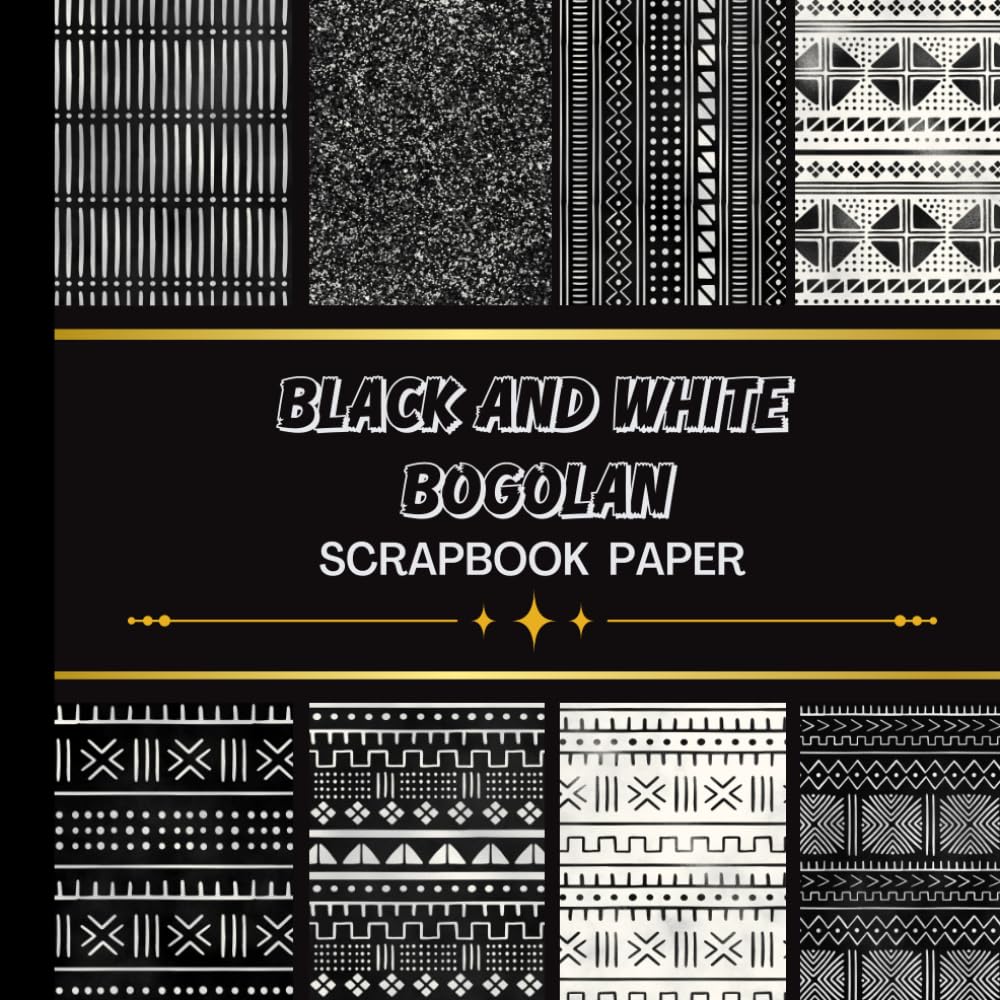 ler totalmente Black and White Bogolan Pattern Scrapbook Paper: 20 Double Sided Sheets 8.5 x 8.5 for Scrapbooking, Junk Journals, Mixed Media Art, Origami, Crafting projects, and More