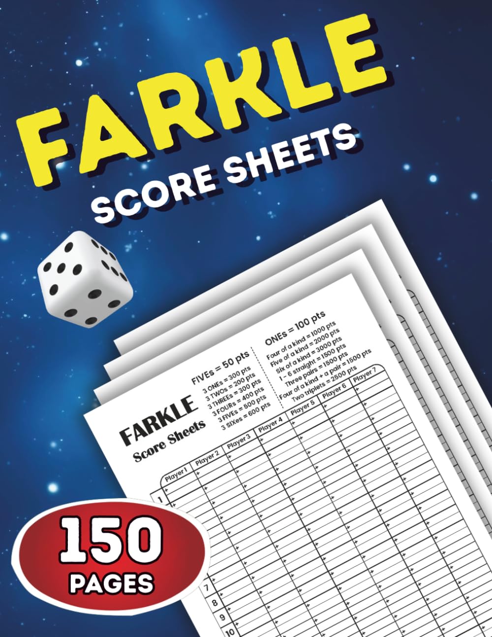 farkle score sheets: 150 Farkle Scorecards, 8,5 x 11 Inches large pads, Farkle score keeping cards baixar livro de graça