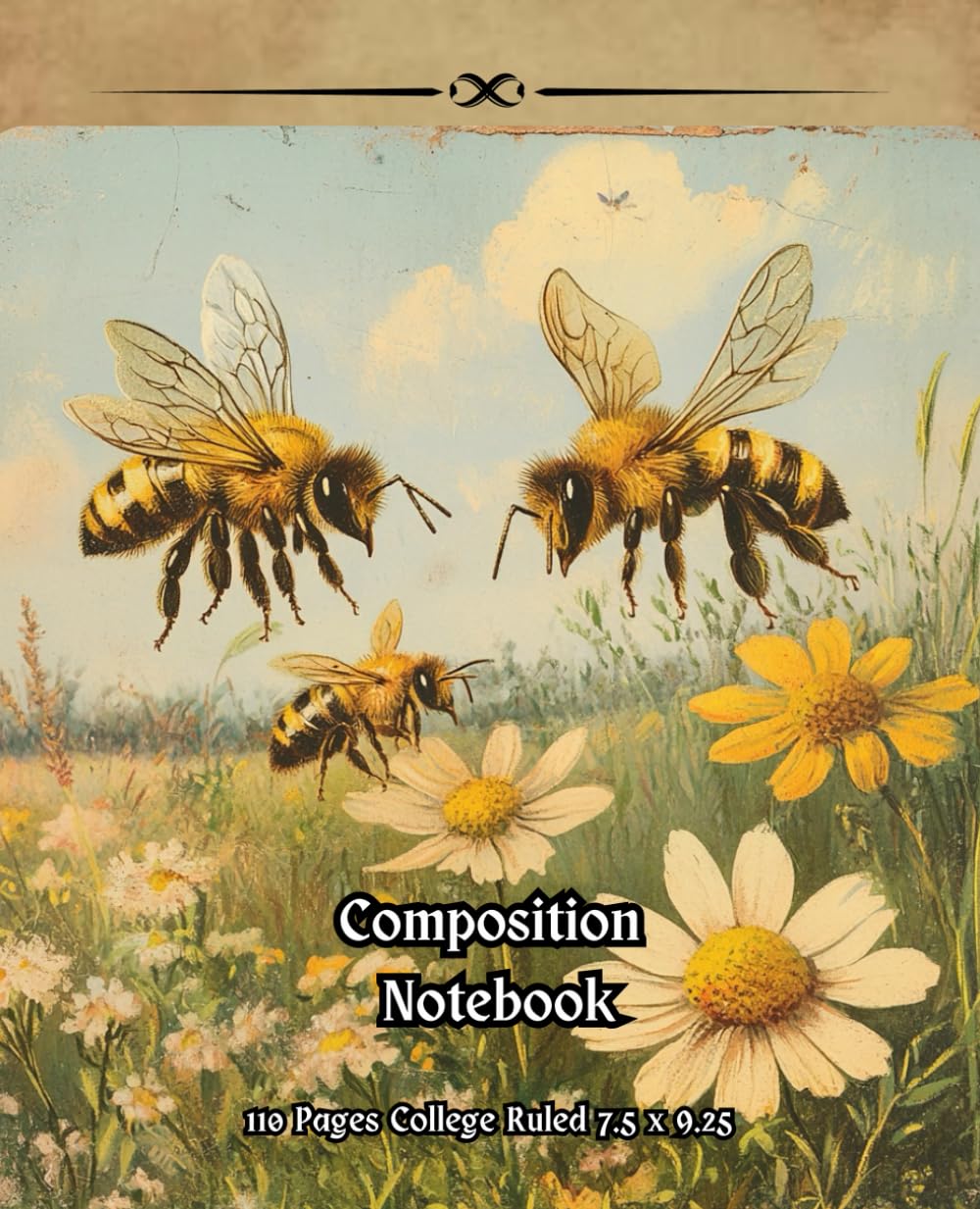 Old School Style Looking Cover Composition Notebook with Honey Bees: Aesthetic Vintage Drawing Style Cover with 110 Pages College Ruled for Home and Work, School, College, University baixar livro de graça