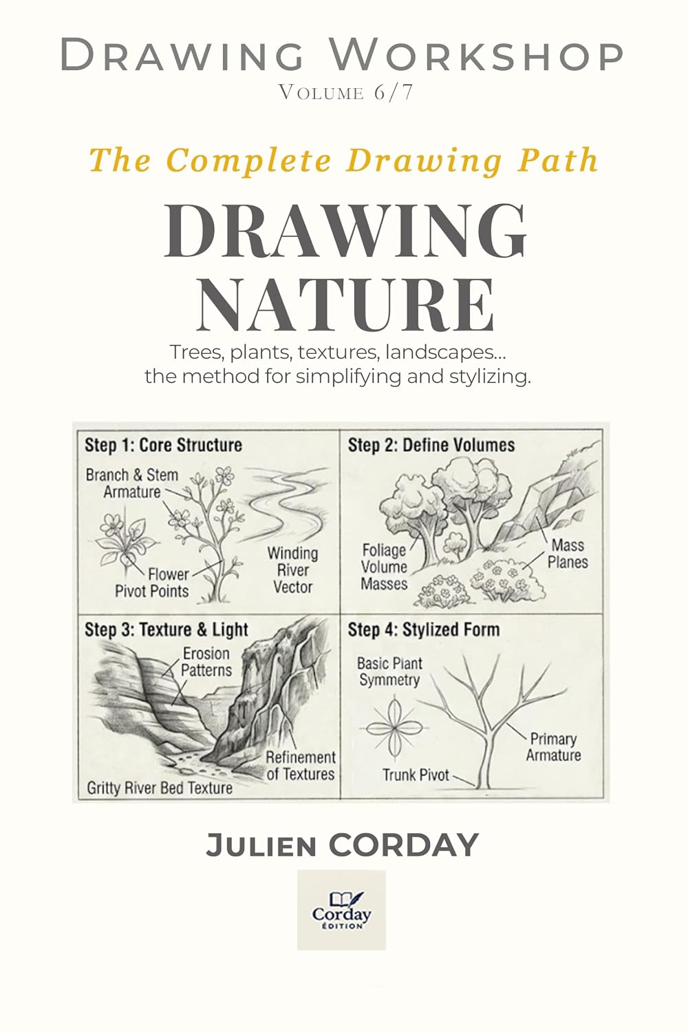 ler totalmente DRAWING NATURE: Trees, plants, textures, landscapes… the method for simplifying and stylizing. (Drawing Workshop Book 6) (English Edition)