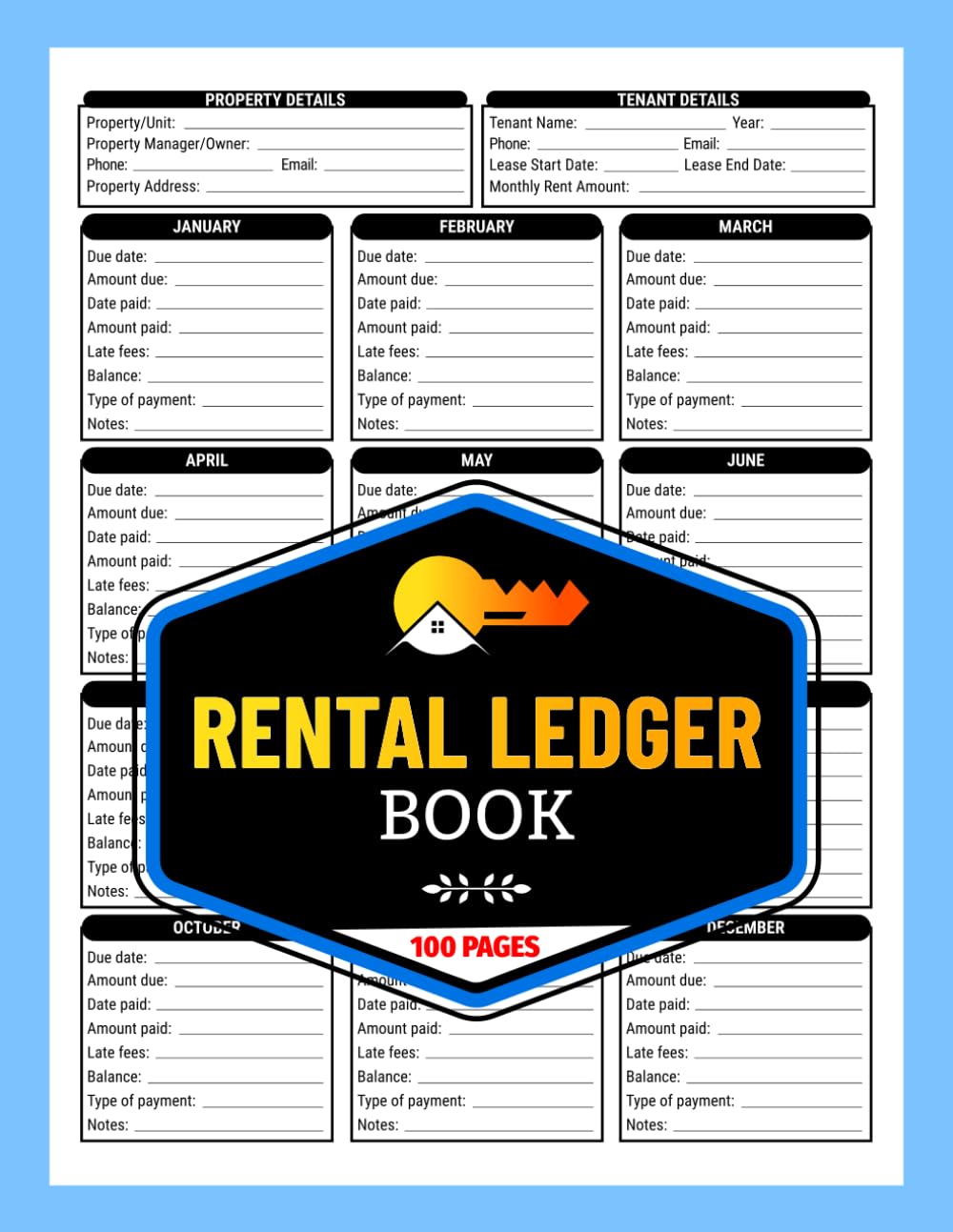 ler totalmente Rental Ledger Book: Monthly Payment Record for Landlords, Tenants & Property Managers | Rent Collection, Payment Method & Balance Tracking | 100 Pages