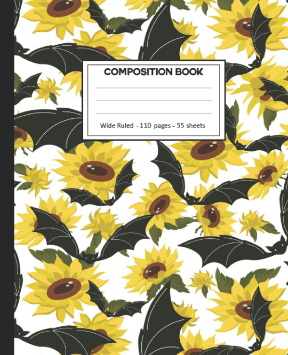 ler totalmente Composition Notebook: College Ruled: 110+ Lined Pages Writing Journal: Bats on White.