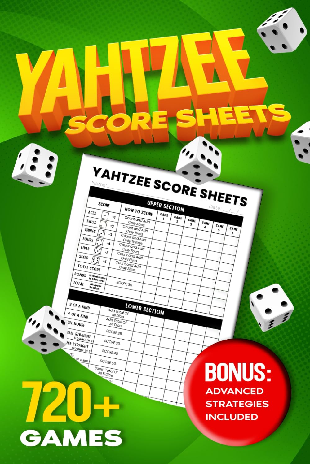 Yahtzee Score Sheets: Large Print 6 x 9 Sheets for Scorekeeping baixar livro de graça