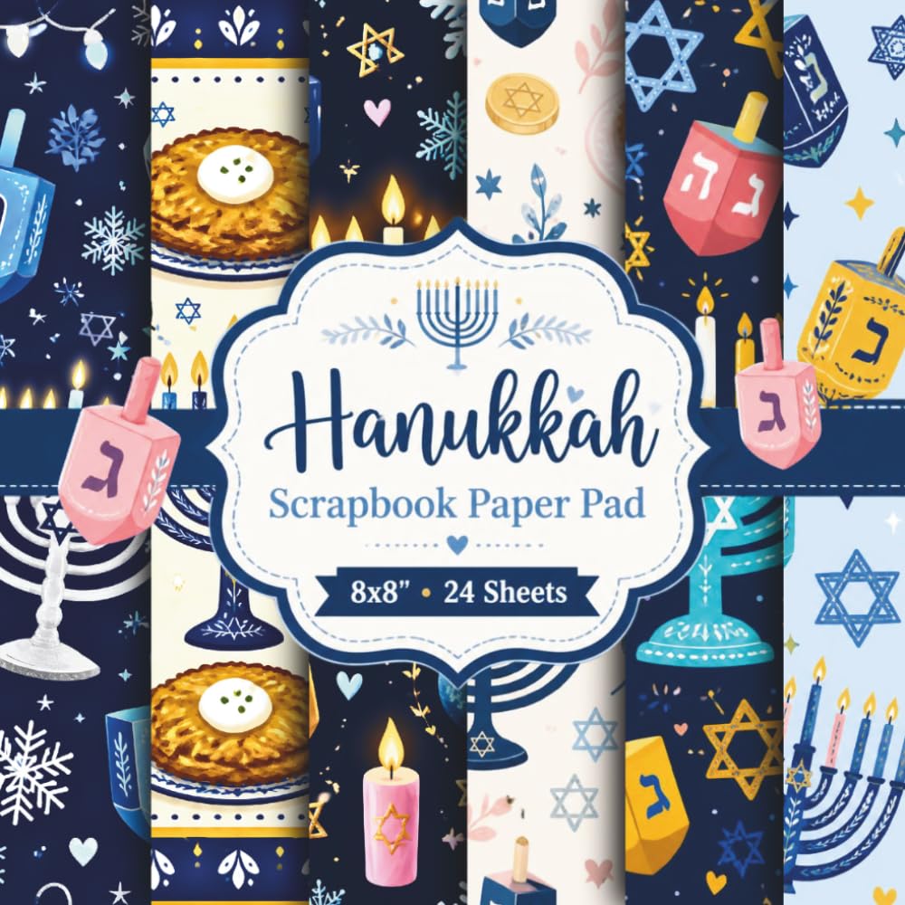 Hanukkah Scrapbook Paper Pad: 24 Festive Jewish Holiday Papers for Crafts and Scrapbooking: 24 Beautiful 8 x 8 Inch Single-Sided Decorative Papers for... Paper Crafts and Hanukkah Projects baixar o livro de graça