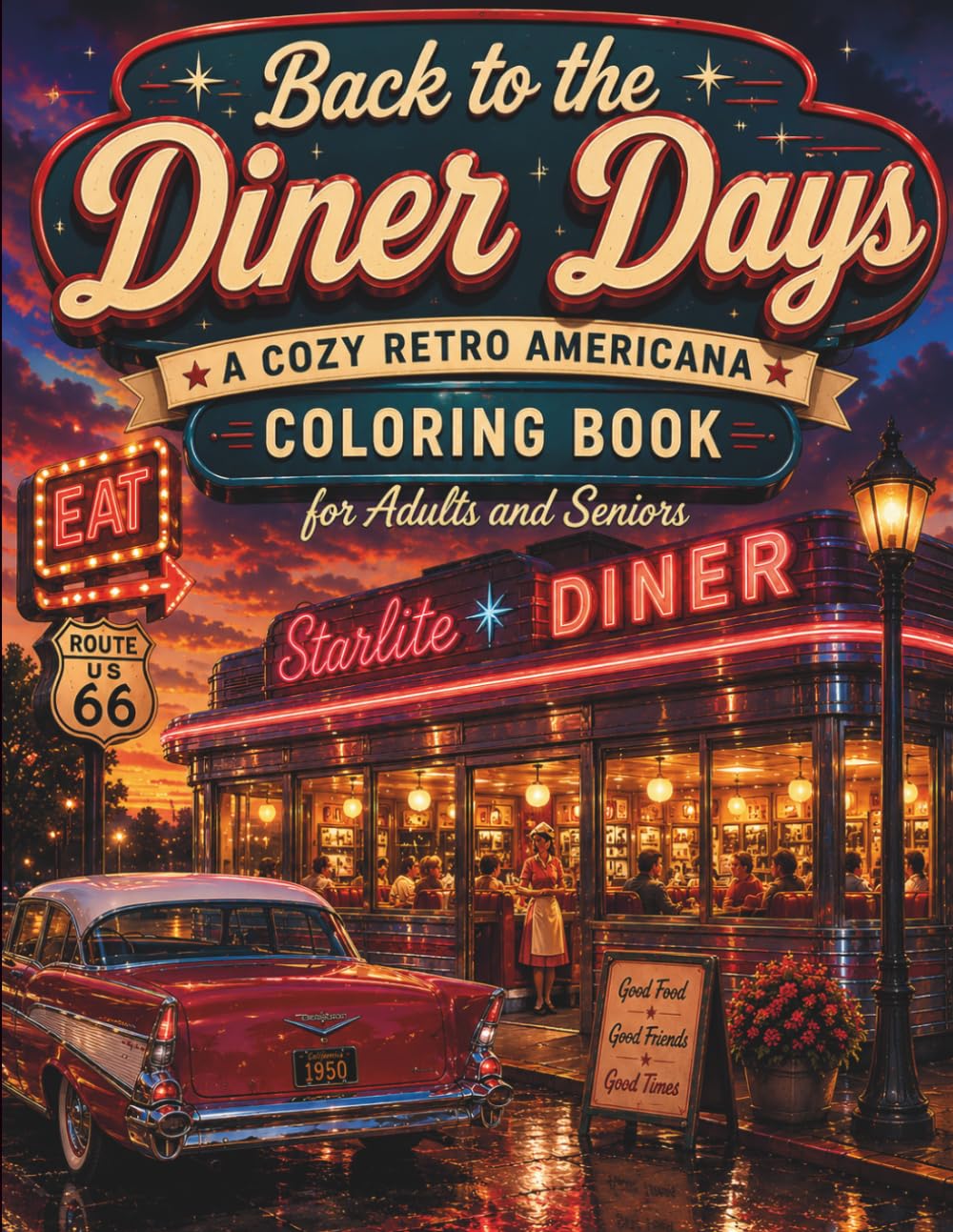 ler totalmente Back to the Diner Days: A Cozy Retro Americana Coloring Book for Adults and Seniors