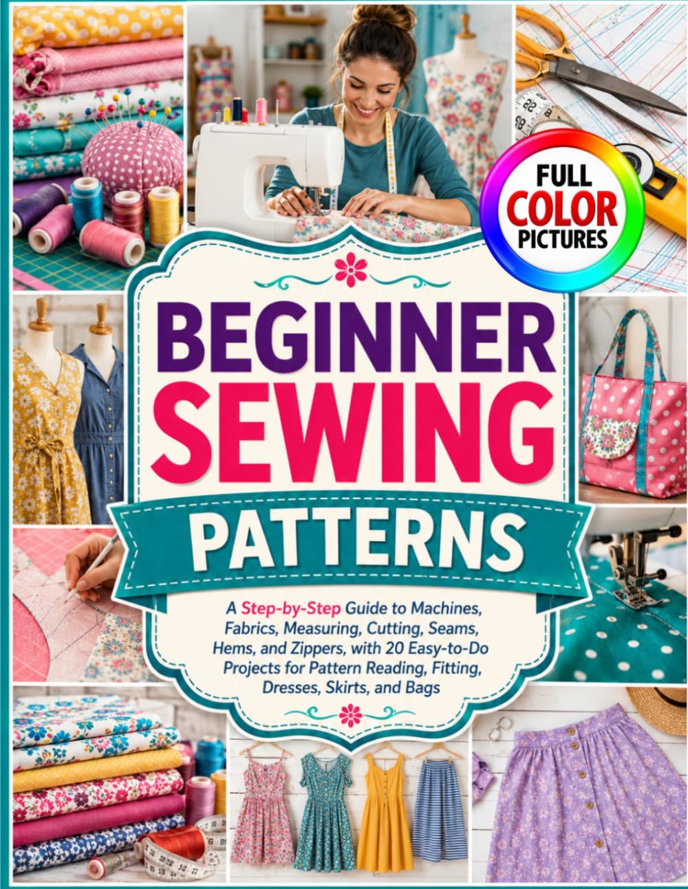 Beginner Sewing Patterns: A Step-by-Step Guide to Machines, Fabrics, Measuring, Cutting, Seams, Hems, and Zippers, with 20 Easy-to-Do Projects for Pattern Reading, Fitting, Dresses, Skirts, and Bags baixar o livro de graça