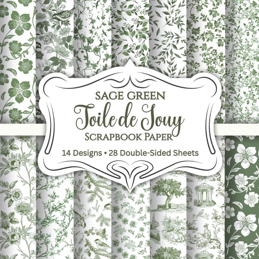Sage Green Floral Scrapbook Paper: 28 Double-Sided Sheets with 14 Botanical & Toile de Jouy Patterns for Junk Journaling, Card Making & DIY Crafts baixar livro de graça