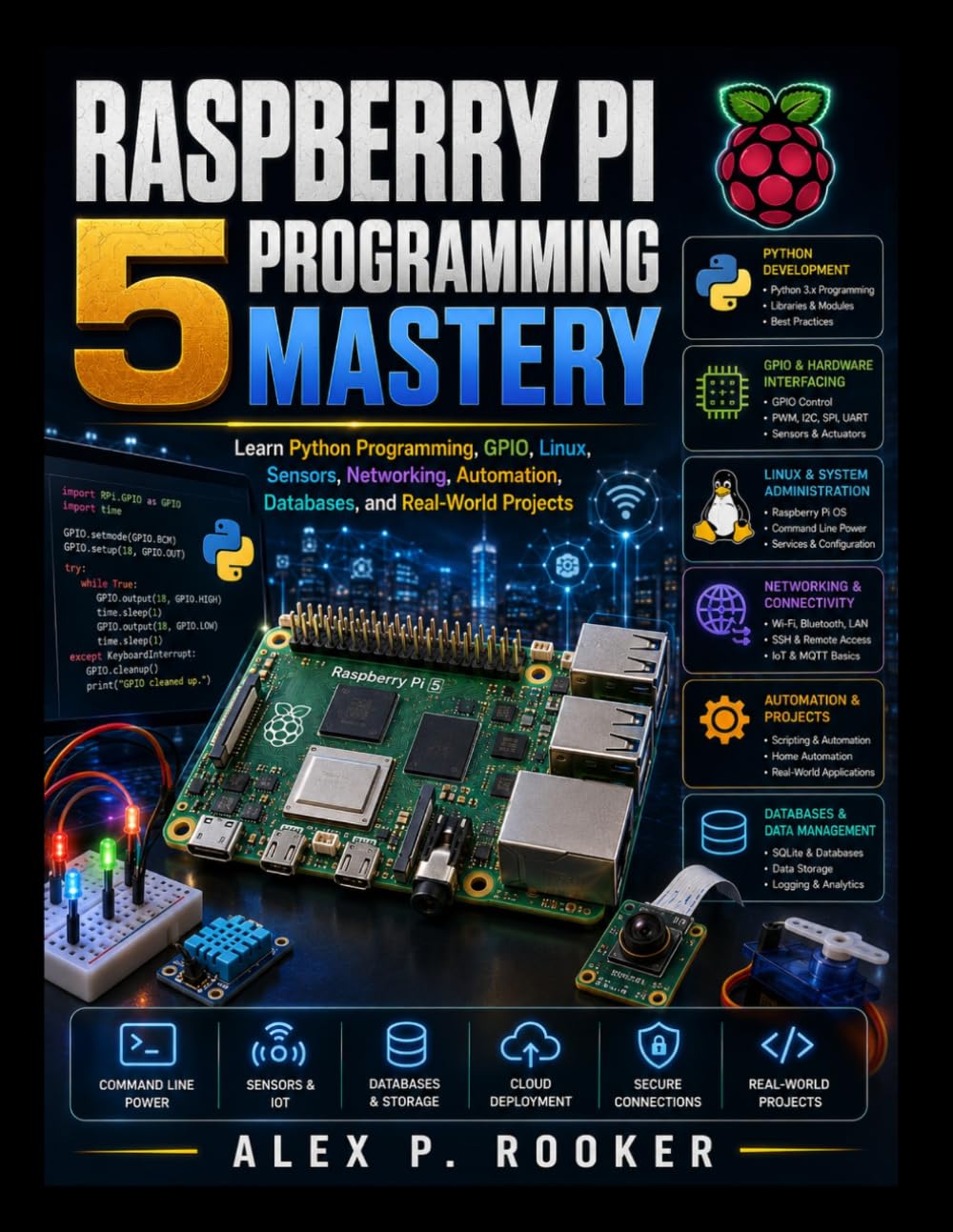 ler totalmente Raspberry Pi 5 Programming Mastery: Learn Python Programming, GPIO, Linux, Sensors, Networking, Automation, Databases, and Real-World Projects