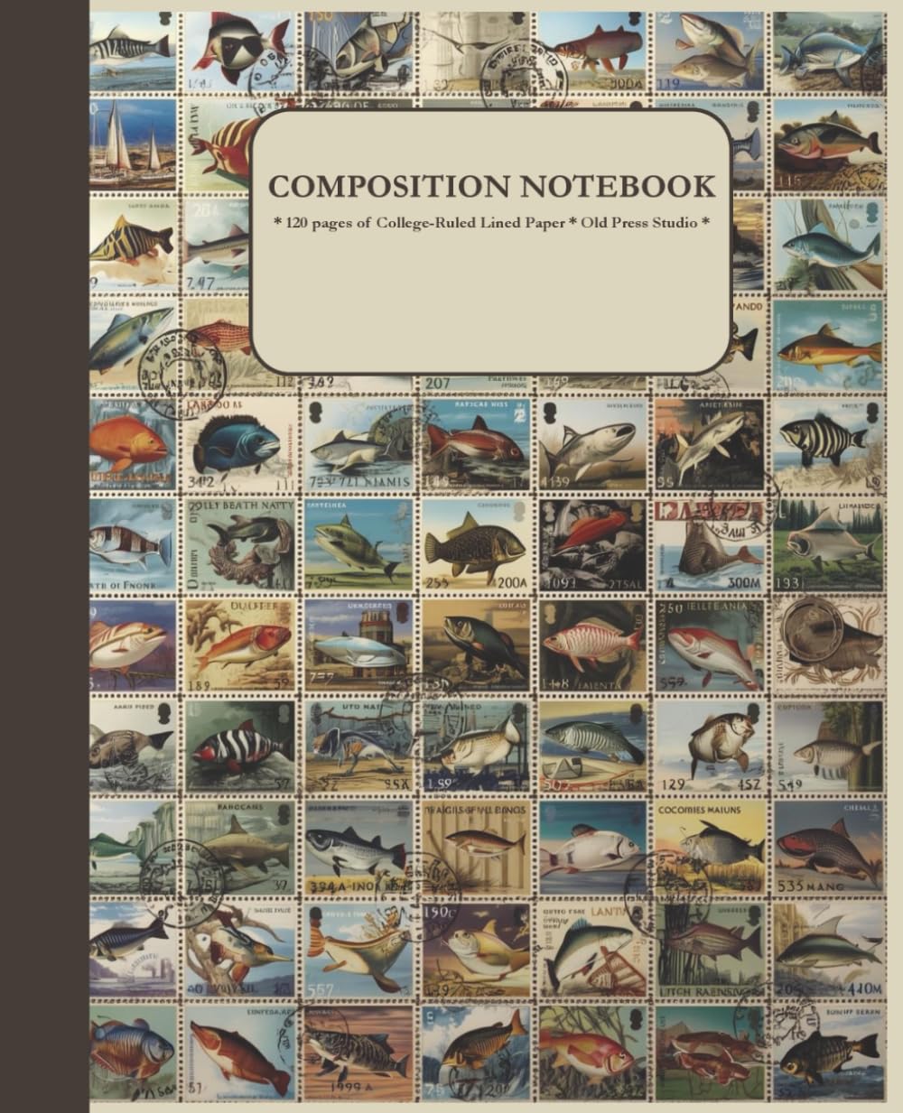 Vintage Fish Stamp Composition Notebook: College Ruled Lined Pages, 7.5x9.25 in baixar livro de graça