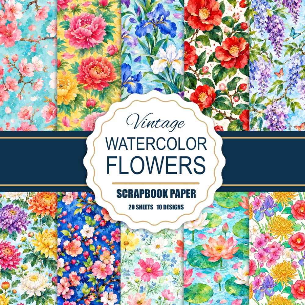 Watercolor Flowers Scrapbook Paper: 20 Double-Sided Decorative Sheets 10 Vibrant Botanical Designs for Junk Journals, Paper Crafting, Card Making, and DIY Collage Art Projects baixar livro de graça