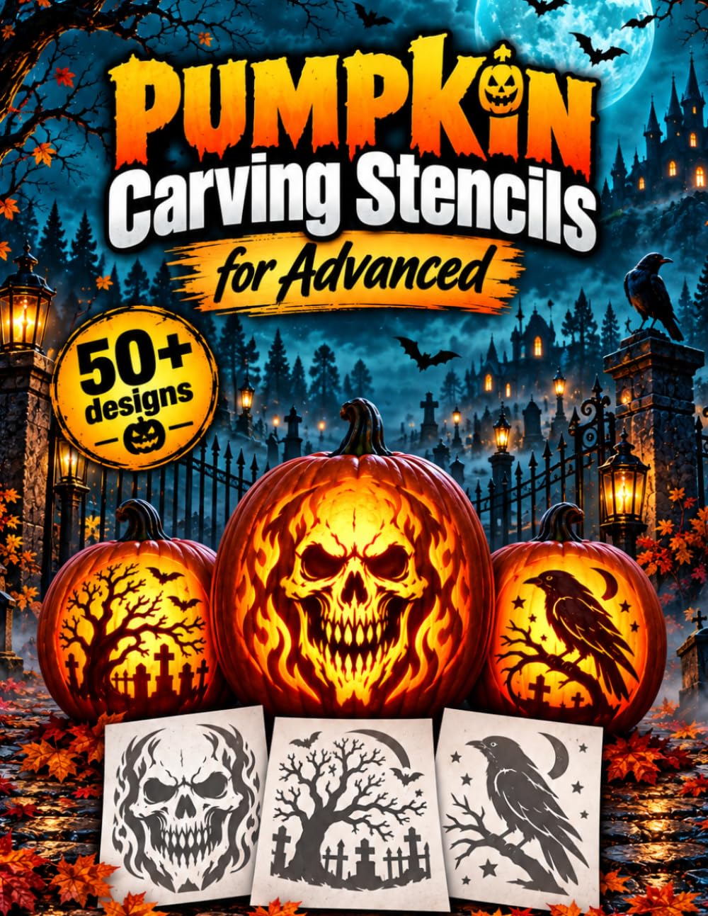 Pumpkin Carving Stencils for Advanced: 50+ Funny and Spooky Jack-o’-Lantern Templates for Adults & Teens | Detailed Halloween Patterns for DIY Craft Projects and Party Décor baixar o livro de graça