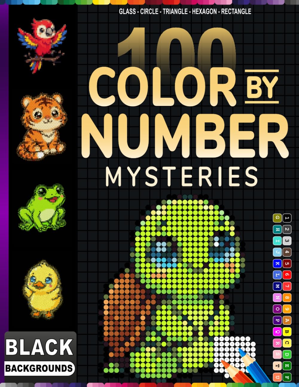 100 Color By Number: 5 Shape Mystery Mosaics with a Master Color Palette | Black Background Coloring Puzzles for Adults & Teens baixar o livro de graça