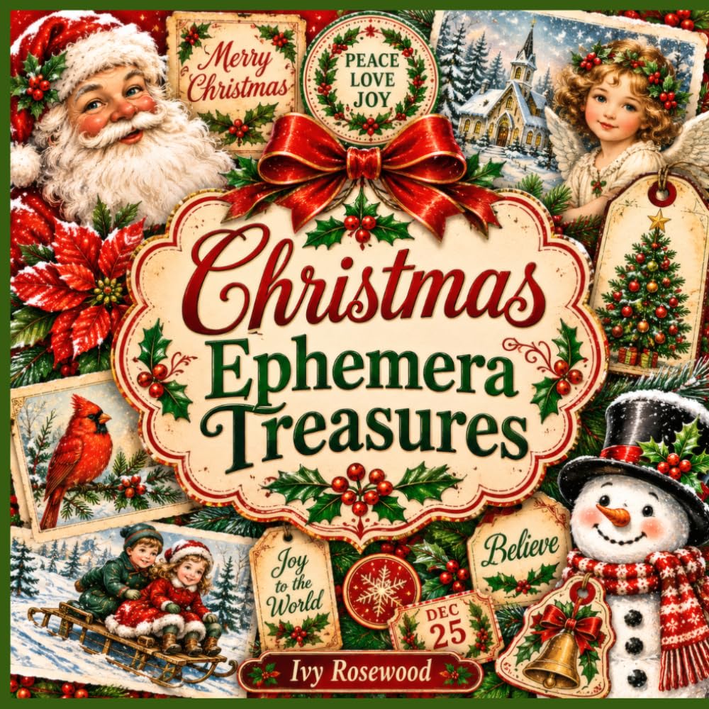 ler totalmente Christmas Ephemera Treasures: 300+ Tags, Tickets, Labels, Recipe Cards, Library Cards, Gift Tags, Journaling Cards & More for Junk Journals, Scrapbooks & Paper Crafts