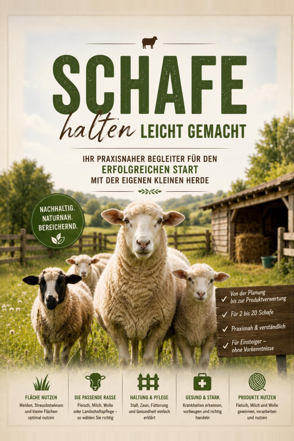 ler totalmente Schafe auf der kleinen Fläche: Haltung, Pflege und Verwertung für Einsteiger – Der praxisnahe Leitfaden für 2 bis 20 Schafe (German Edition)