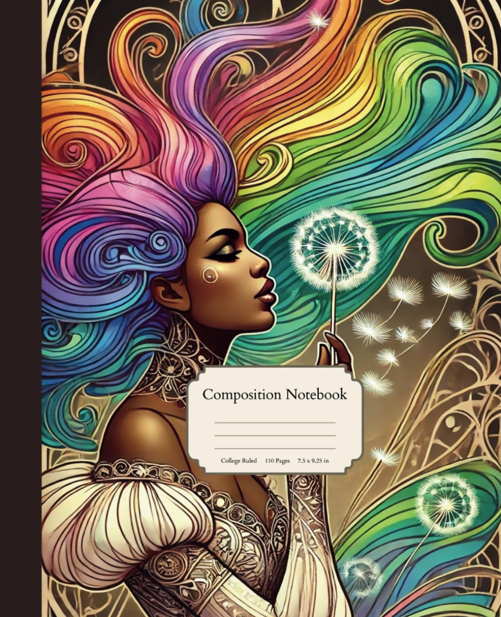 ler totalmente Composition Notebook College Ruled: 110 Page Art Nouveau Rainbow Goddess Journal for School, College, Office or Work