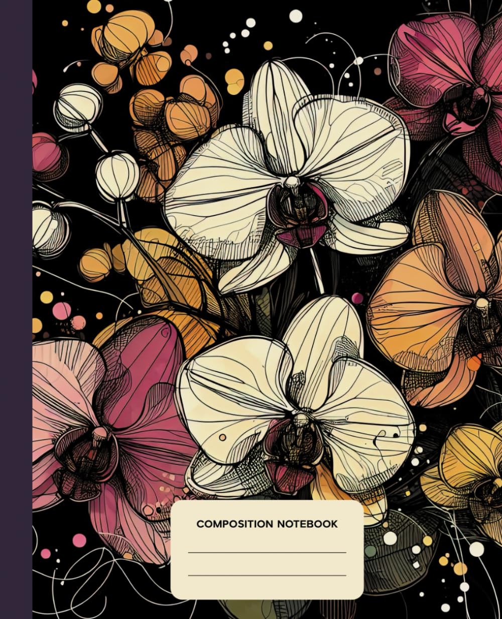 Composition Notebook College Ruled: Orchid Flower Botanical Aesthetic Illustration | Lined Paper Journal For School, College, Office, Work - 7.5" x 9.25" - 110 Pages baixar o livro de graça