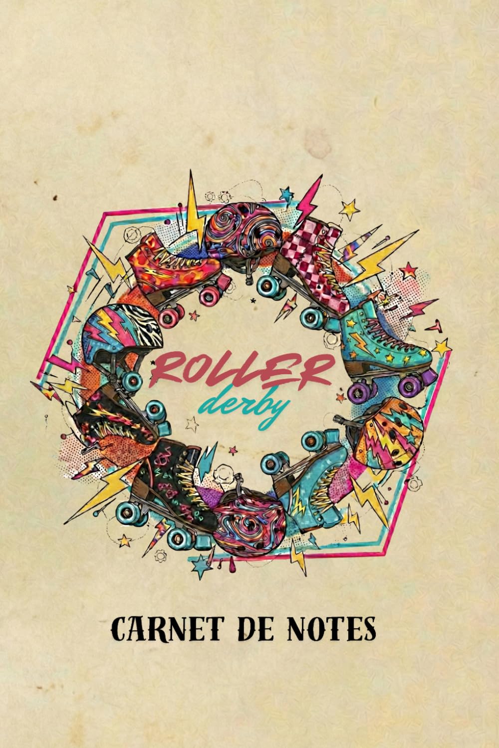 Carnet de Notes Roller Derby: Sa couverture mélange ambiance rétro, couleurs électriques et éléments de roller derby: rollers graphiques, casques stylisés, éclairs (French Edition) baixar livro de graça