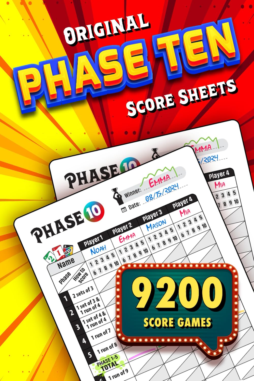 ler totalmente Original Phase Ten Score Sheets: Phase Ten Card Game Score Book (Portable Travel Size For Teens & Adults)